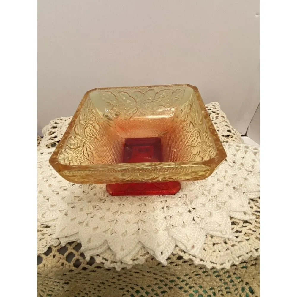 Vintage Jeannette glass‎ candy/nut dish Amberina